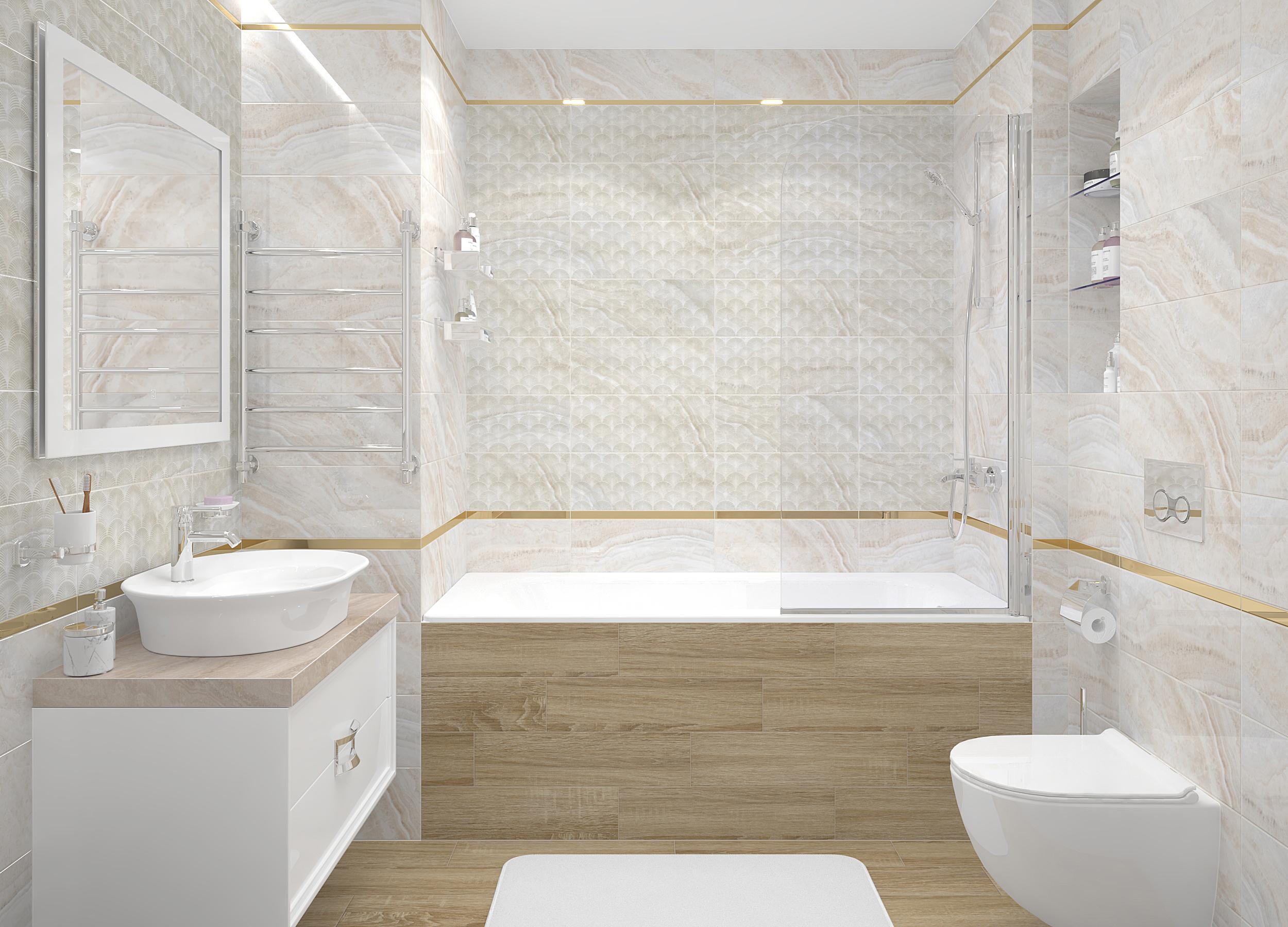 Дизайн ванной комнаты 3д плитка