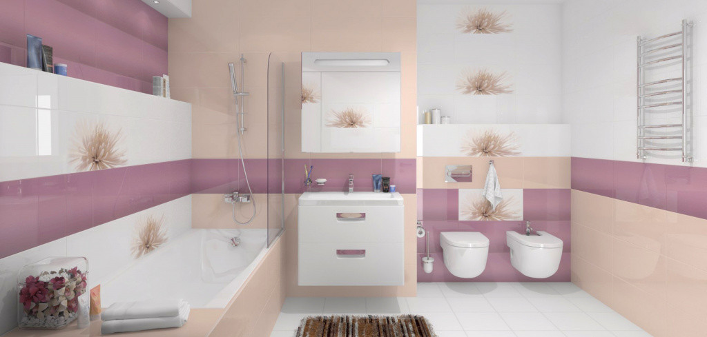 Персиковая ванная комната дизайн
