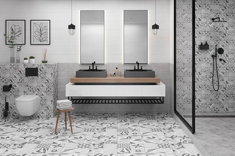 Terrazzo облицовочная плитка печворк серый (TES092D) 19,8x59,8